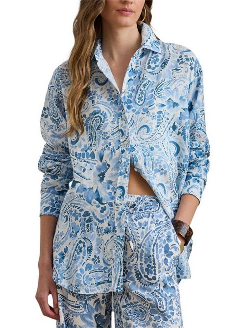 camicia donna fantasia bandana azzurro Ralph Lauren | 200P08926001